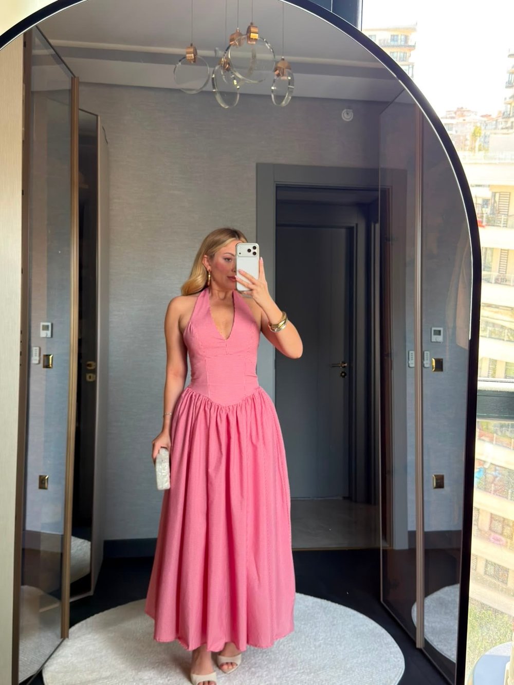 Pitikare Desenli Boyundan Bağlama Elbise 26115