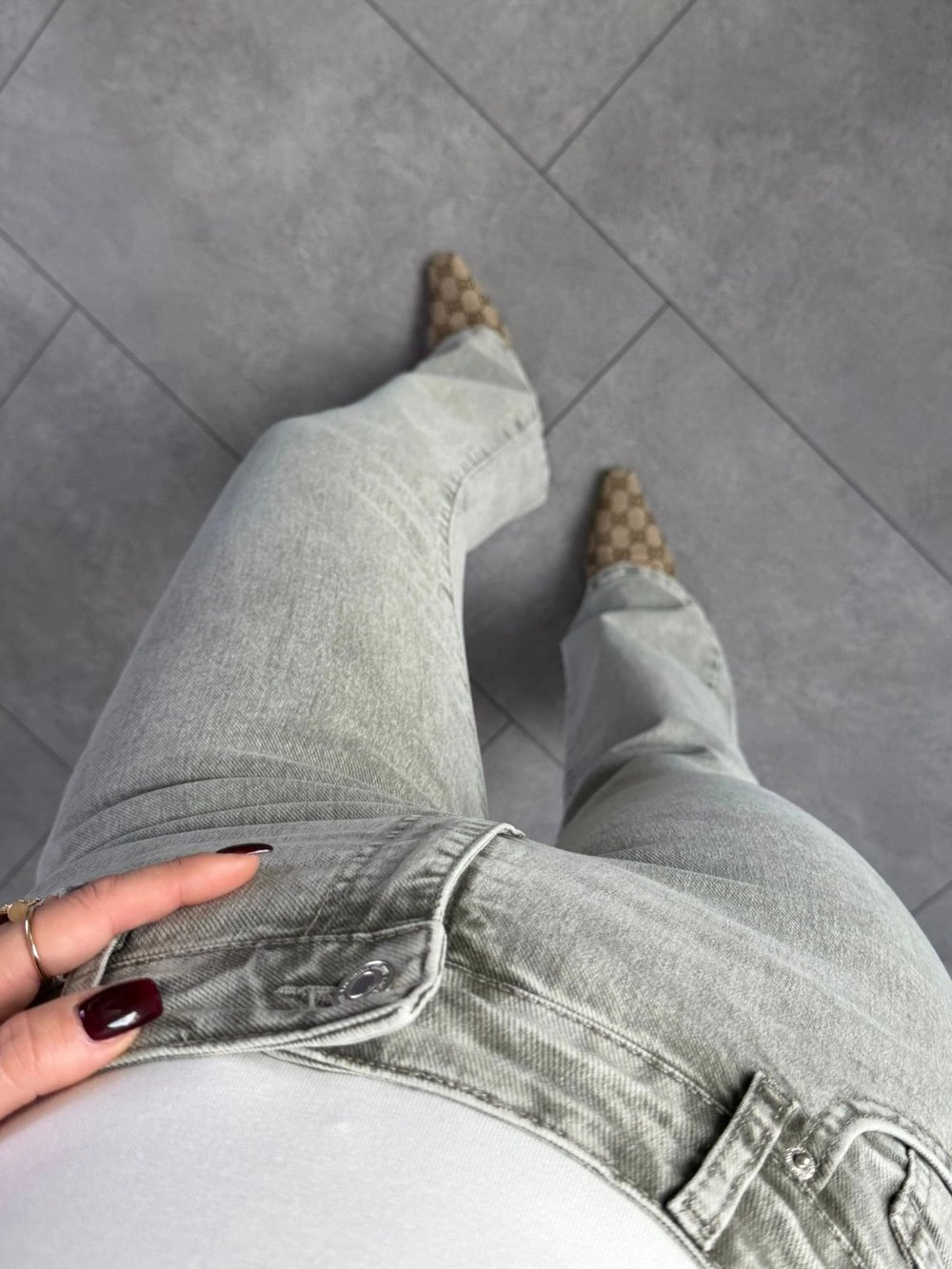 AÇIK GRİ FLARE JEAN