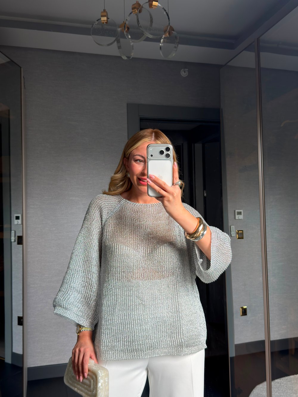 Ajurlu Oversize Simli Triko 2837 