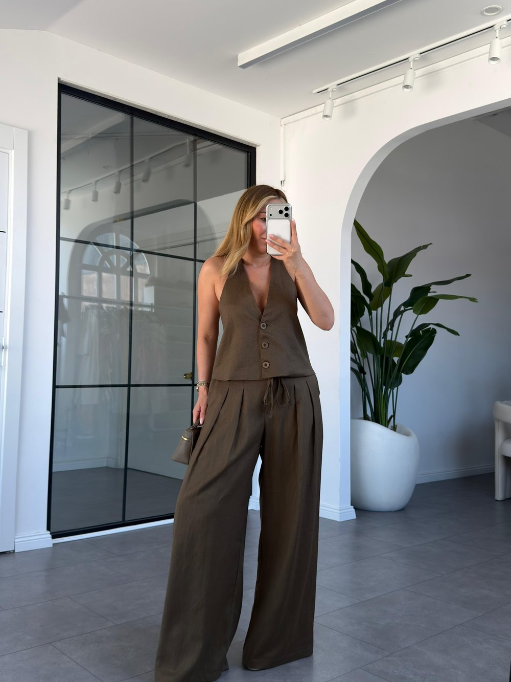 Halter Yaka Yelek Pantolon Takım 4193