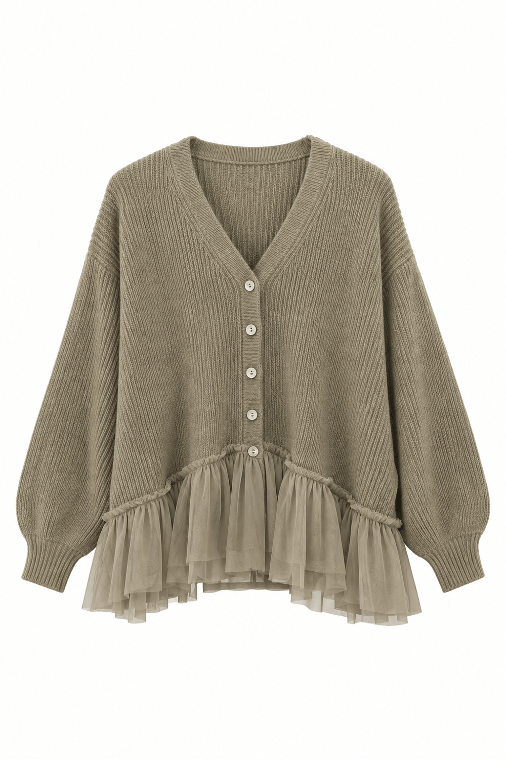 Tül Garnili Oversize Hırka 2839