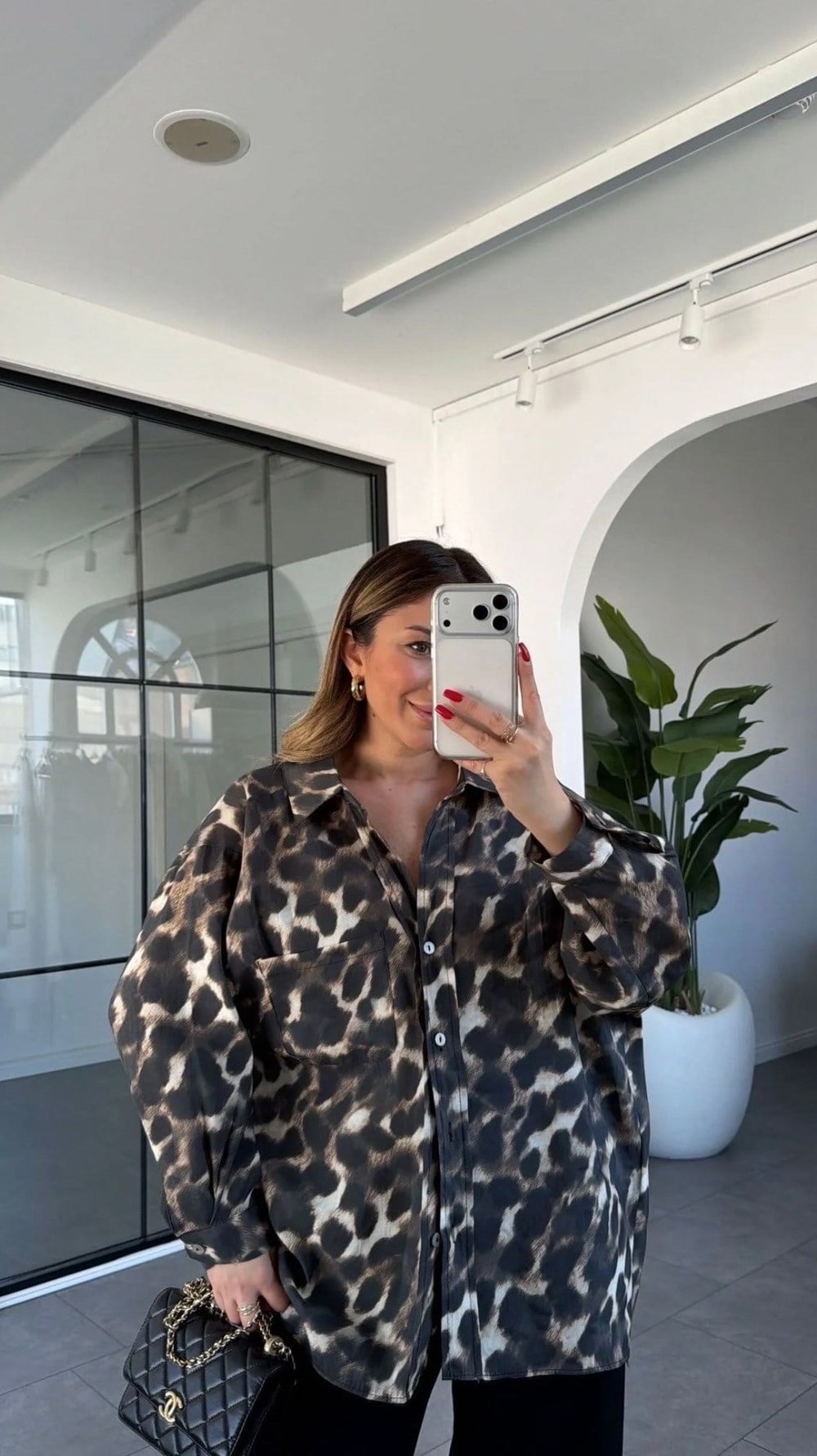 Leopar Desen Oversize Gömlek 5027