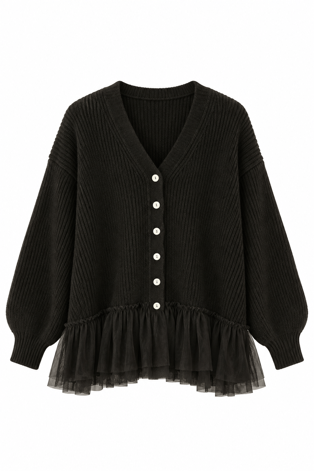 Tül Garnili Oversize Hırka 2839