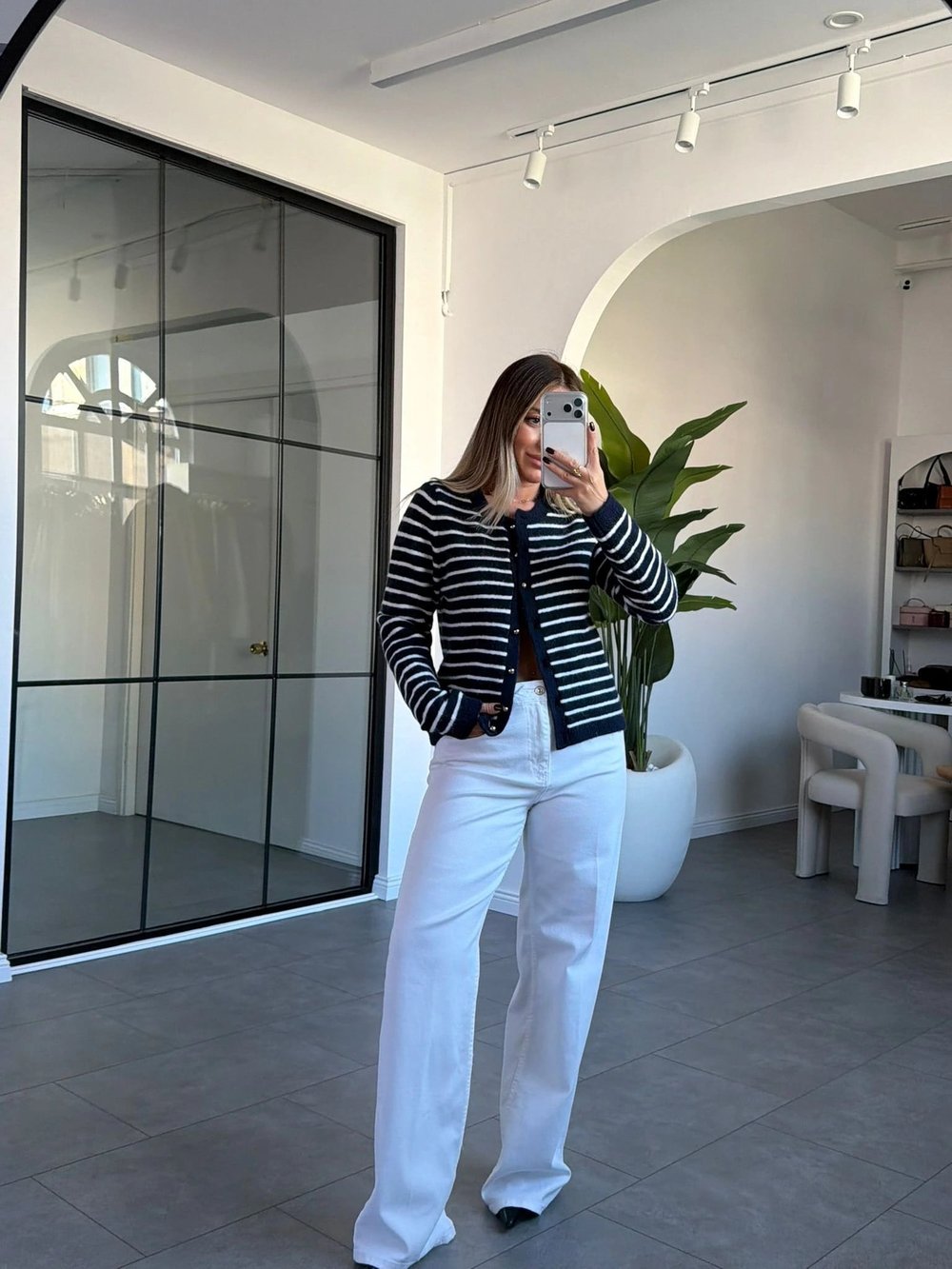 KAHVE SARI ÇİZGİLİ TRİKO HIRKA