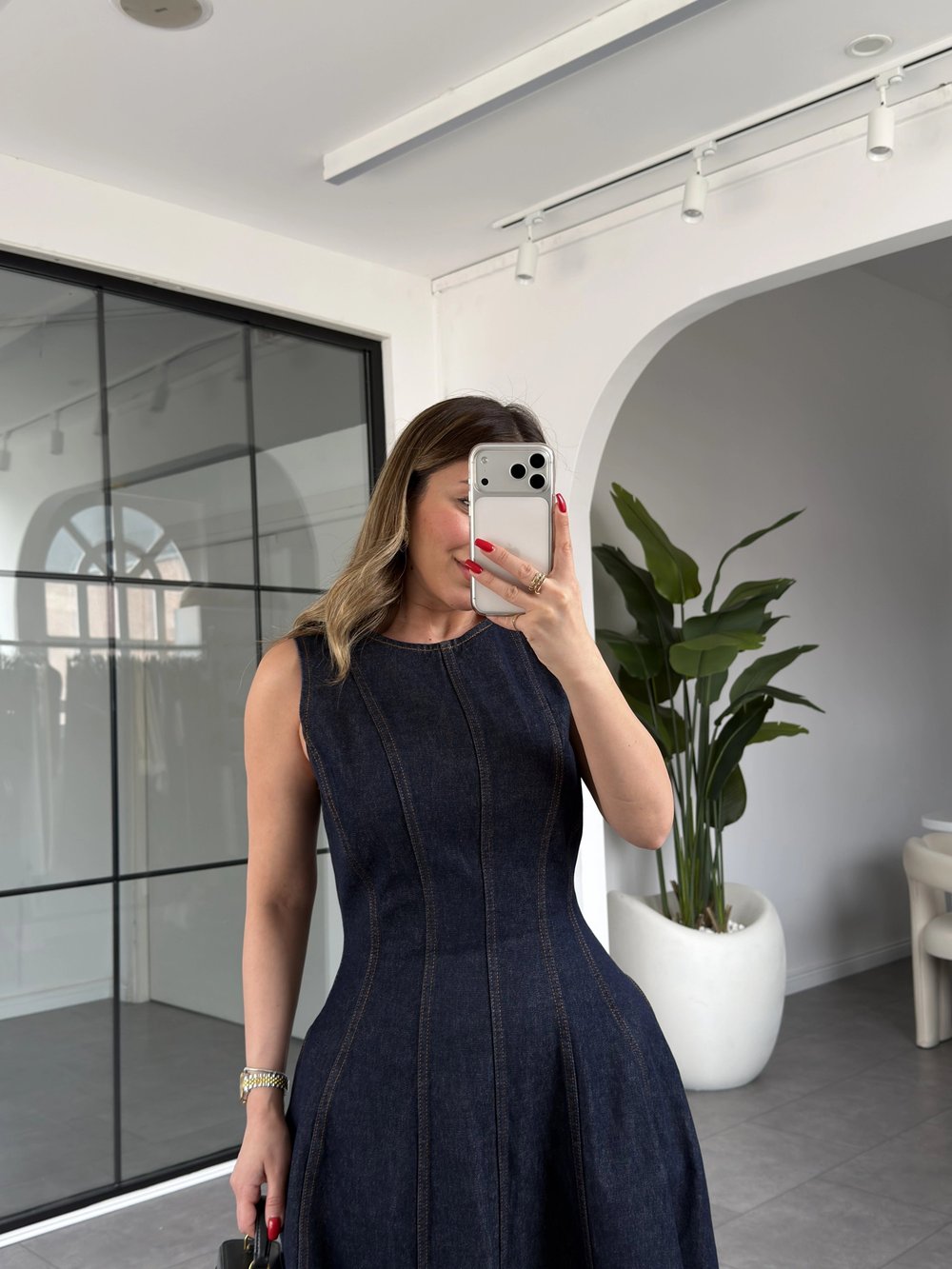 MAVİ KOT GODELİ ELBİSE 9672