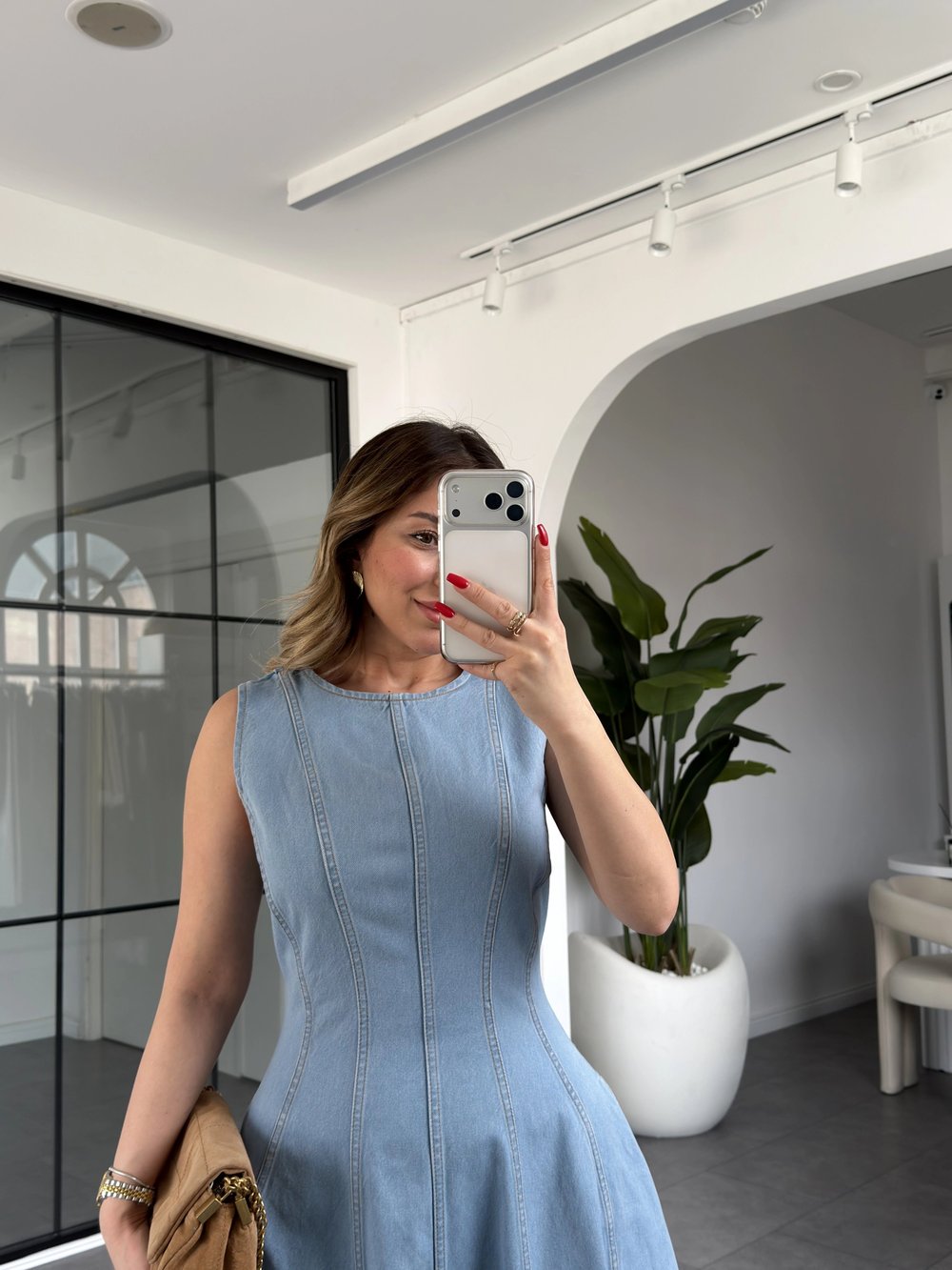 MAVİ KOT GODELİ ELBİSE 9672