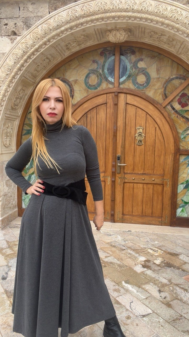 Balıkçı Yaka Triko Elbise Antrasit