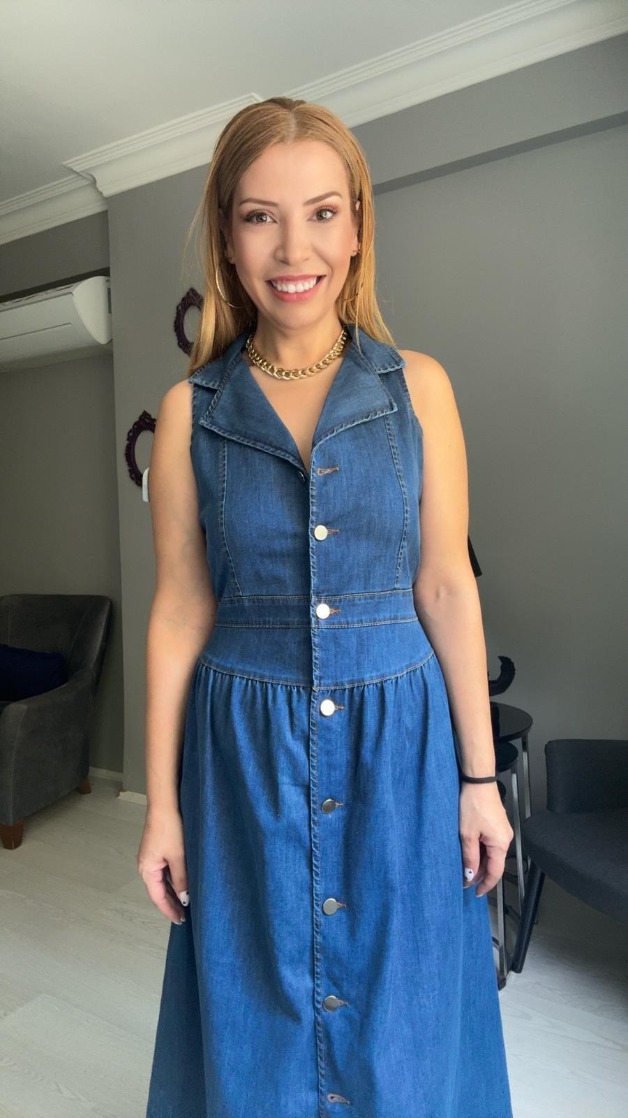 Büyük Beden Denim Elbise