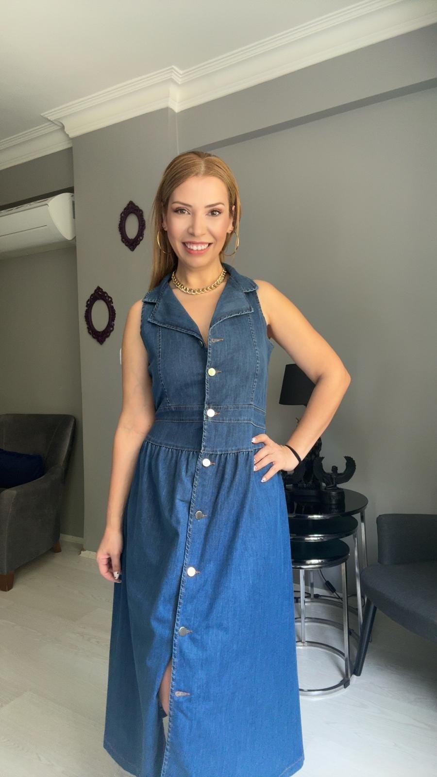Büyük Beden Denim Elbise