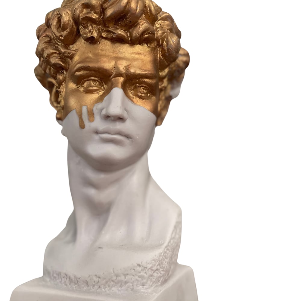 David Büstü - Altın Varak Detaylı Modern Sanat Heykeli
