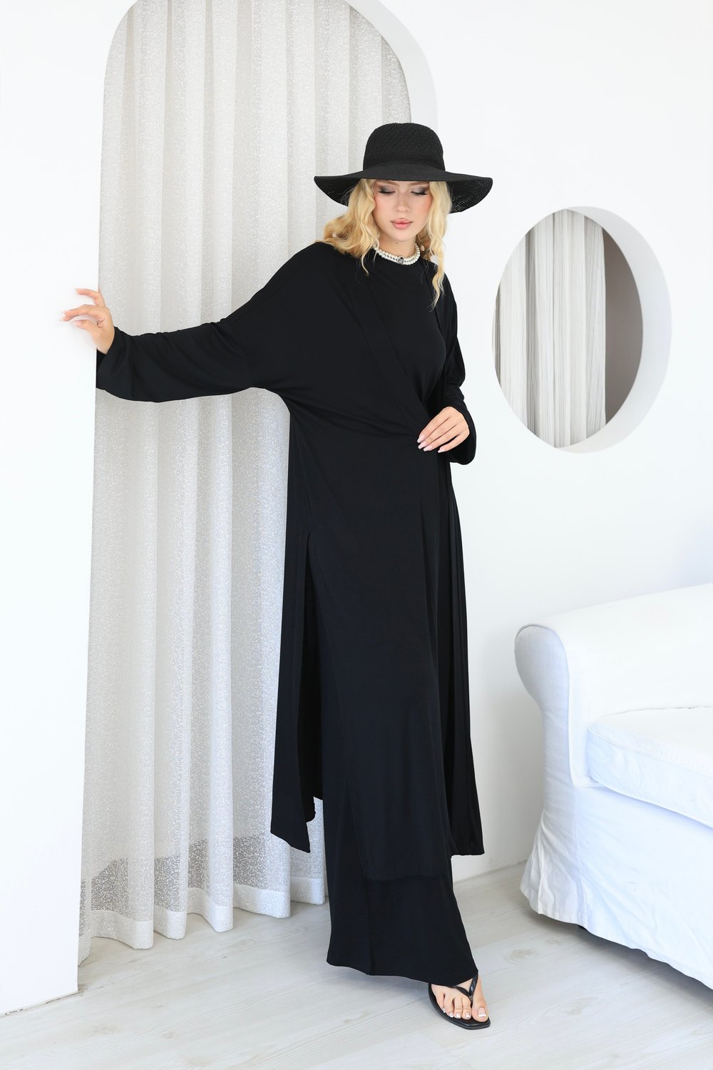 Üçlü Abaya Takım Siyah