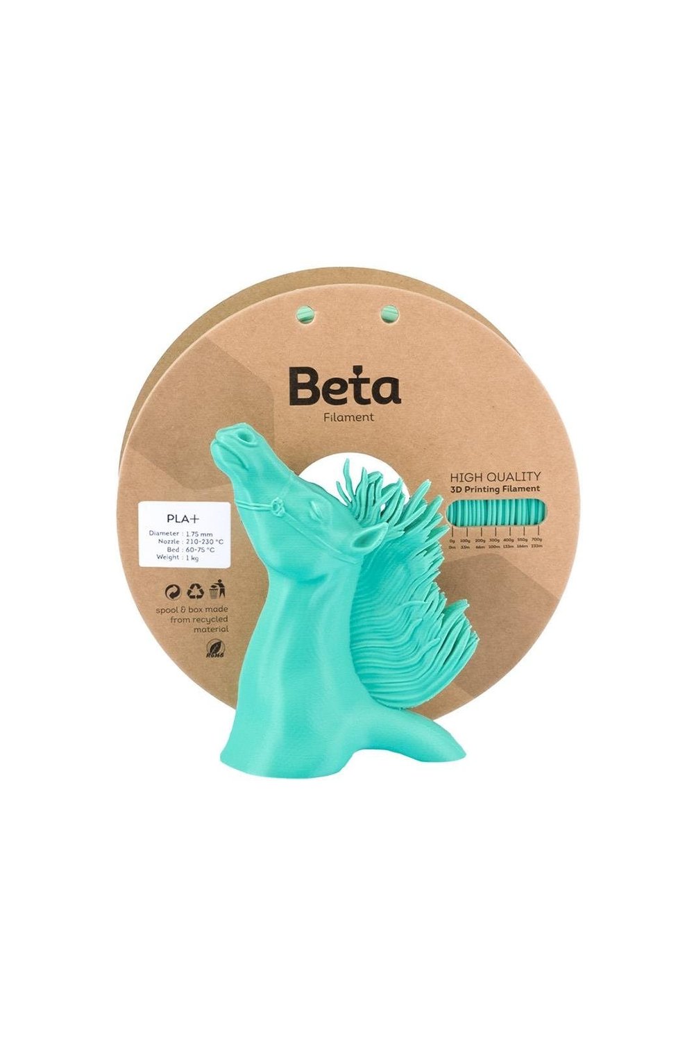Beta PLA+ Aqua Green Filament 1.75mm 1kg