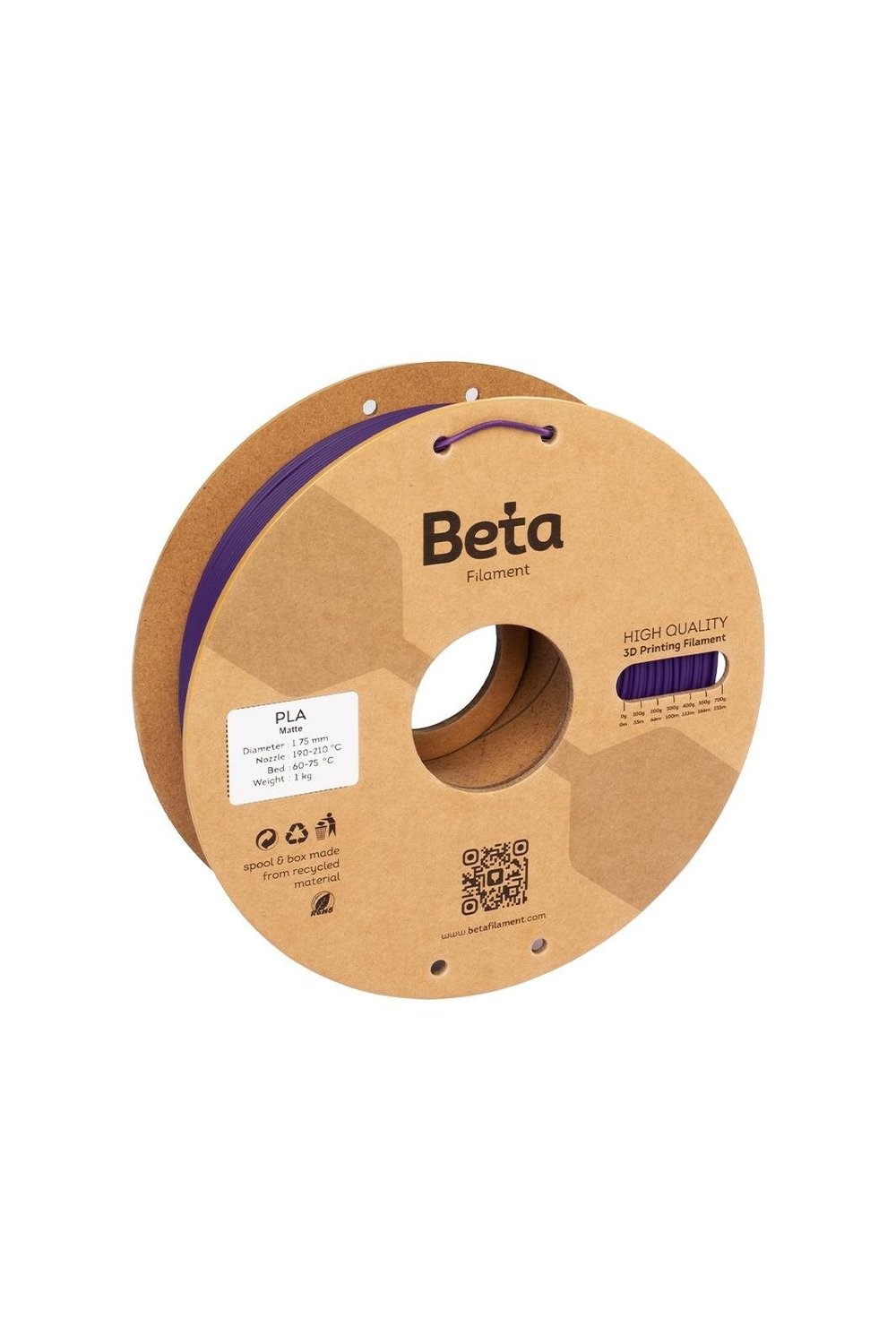 Beta PLA-Matte Grape Purple Filament 1.75mm 1kg