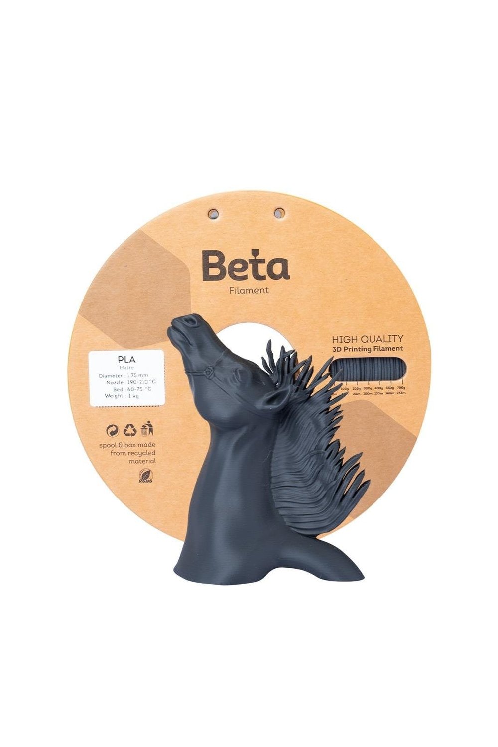 Beta PLA-MatteAsh Grey Filament 1.75mm 1kg
