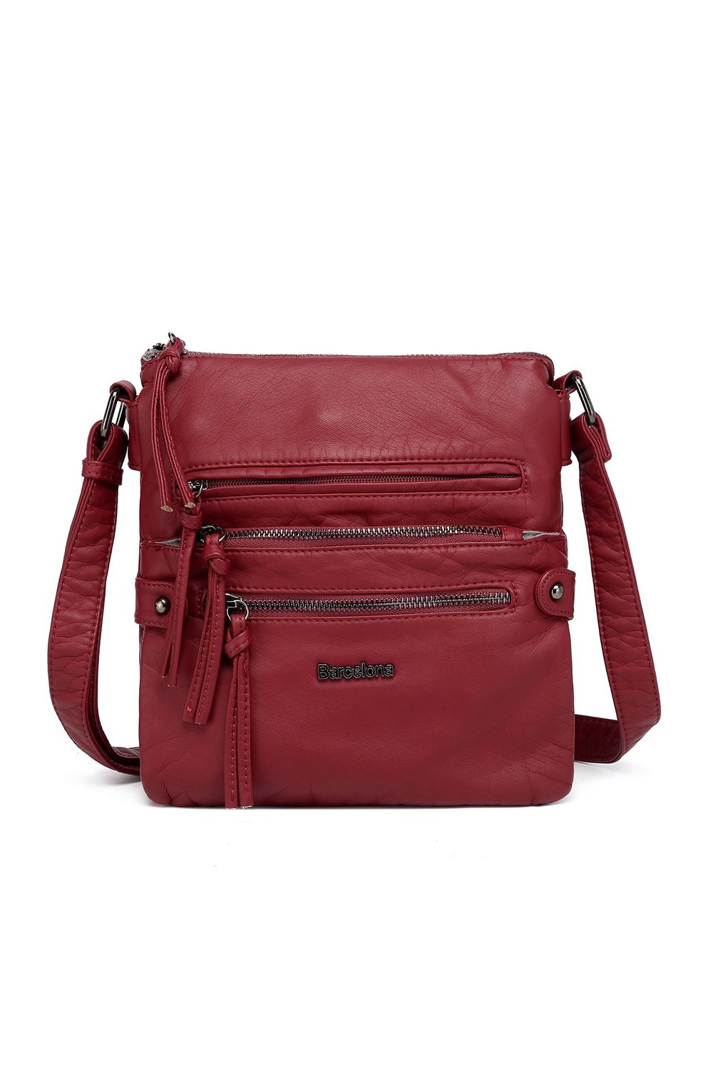 Bordo Dikey ve Spor Tasarım Günlük Küçük Boy Kadın Çapraz Omuz Çantası