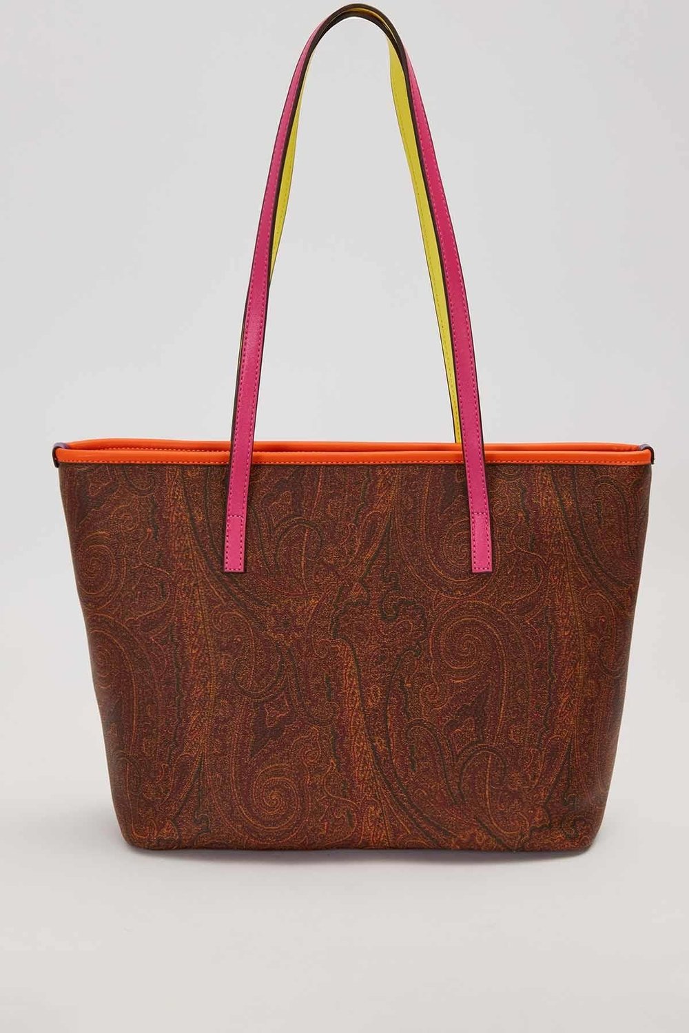 Etnik Desenli Renkli Shopper Tasarım Kadın Omuz Çantası Koyu Kahve