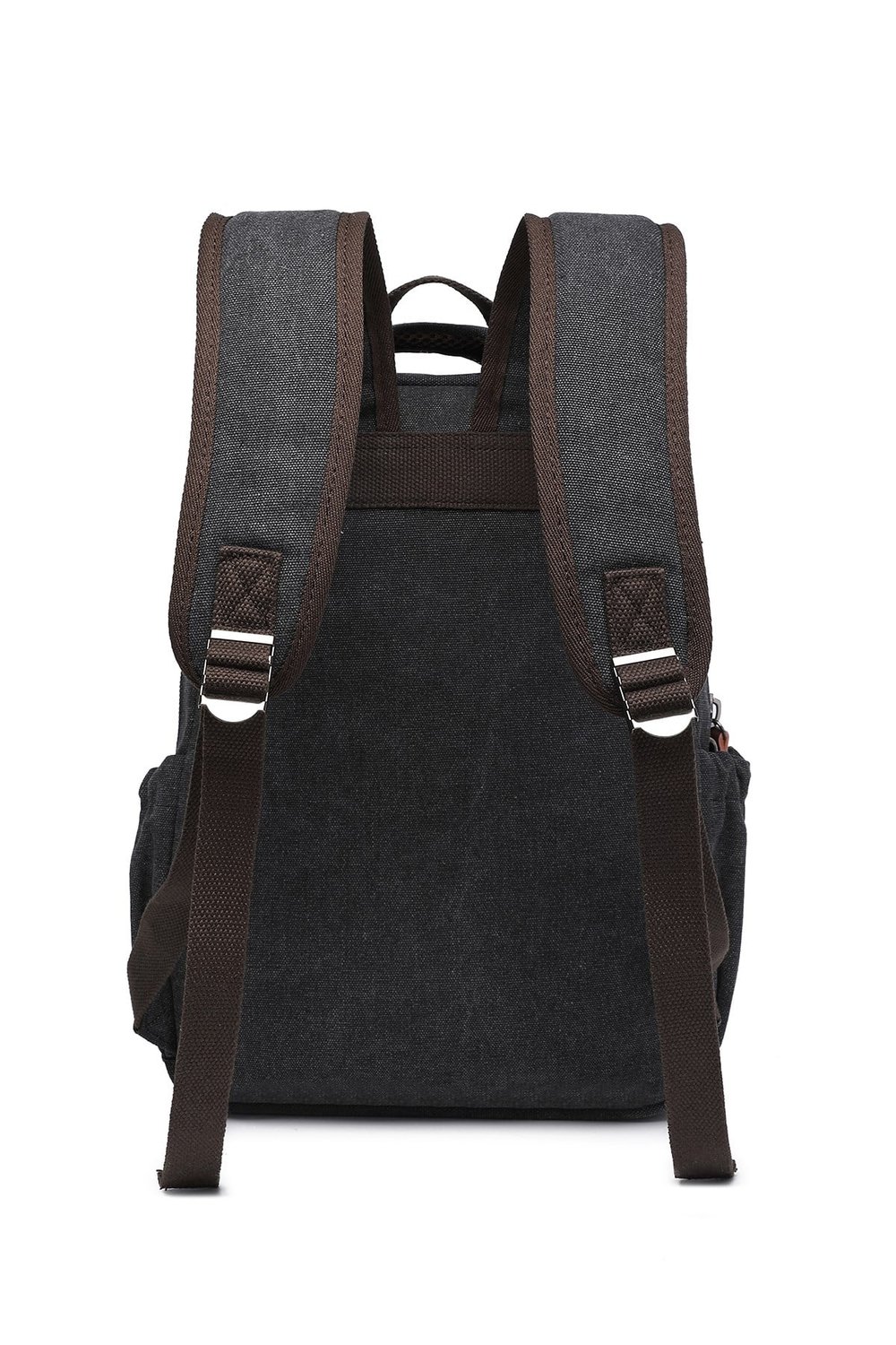 Günlük Orta Boy Kanvas Kumaş Çok Cepli Unisex Sırt Çantası Siyah