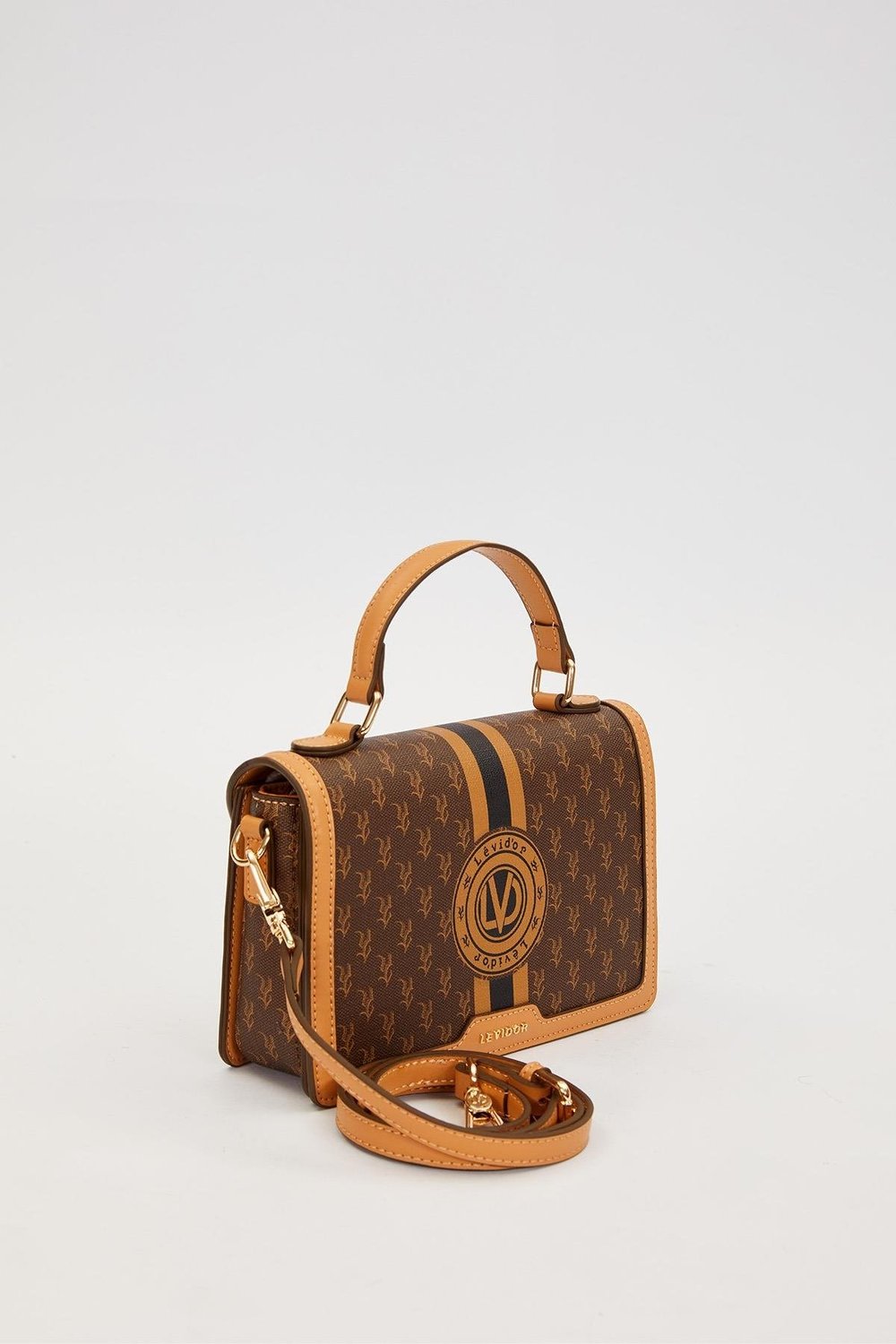 Kahve Logolu Monogram Desen El Çantası