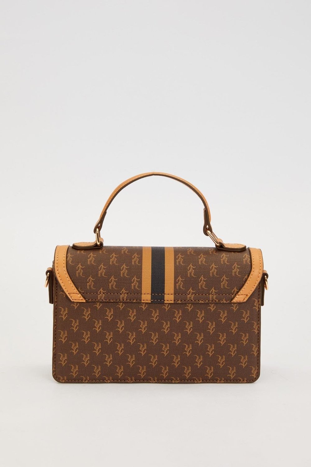 Kahve Logolu Monogram Desen El Çantası