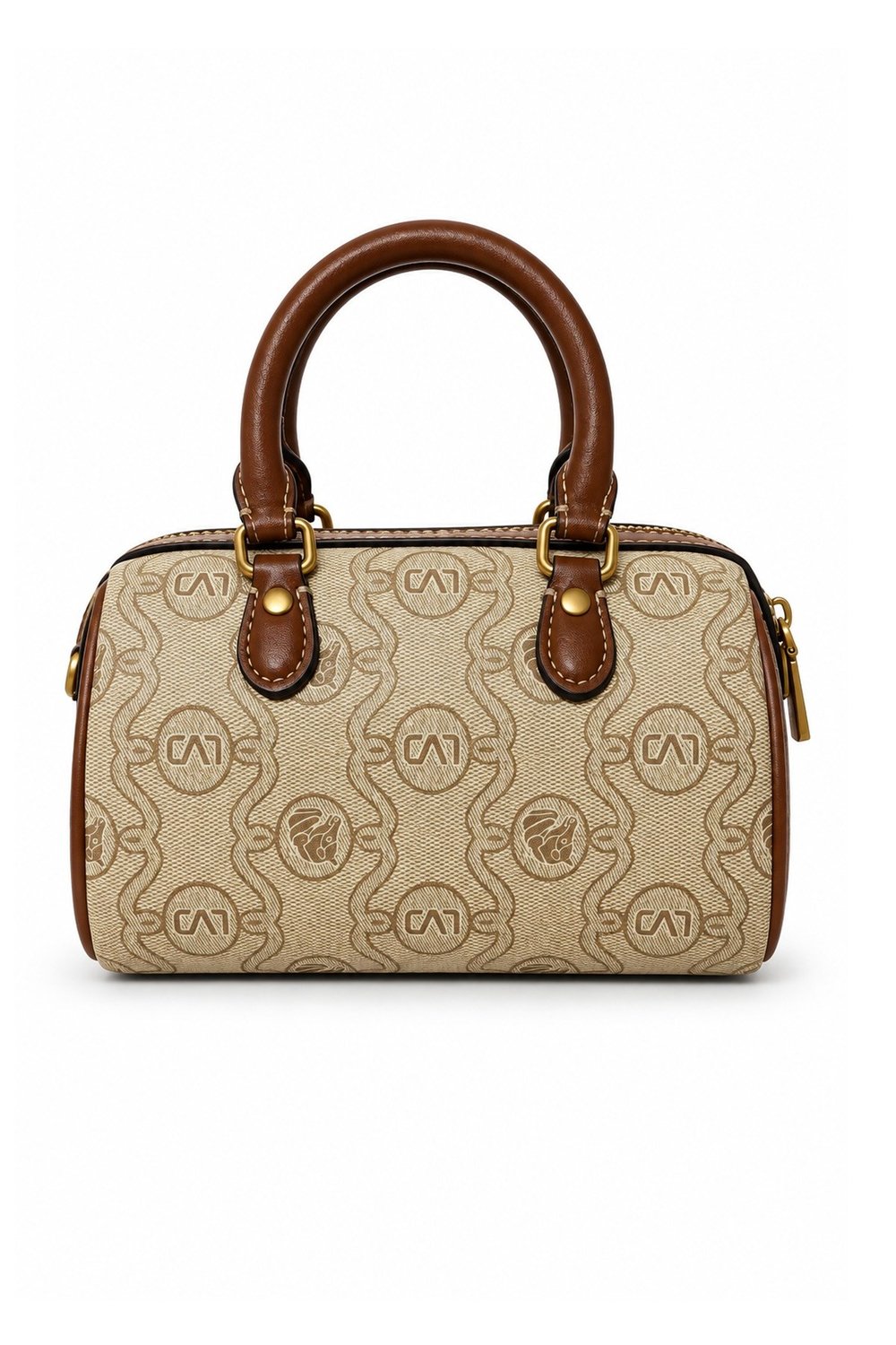 Monogram Desenli Speedy Tasarım Mini Boy Uzun Askılı Kadın El Çantası Haki