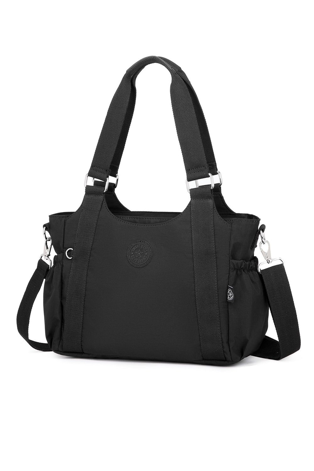 Smart Bags Günlük Orta Boy Su Geçirmez Krınkıl Kumaş Kadın Omuz Çantası Siyah