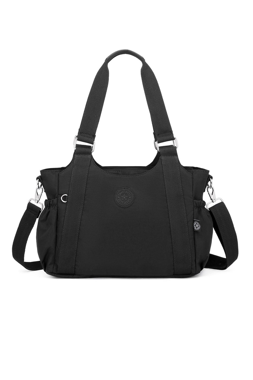 Smart Bags Günlük Orta Boy Su Geçirmez Krınkıl Kumaş Kadın Omuz Çantası Siyah