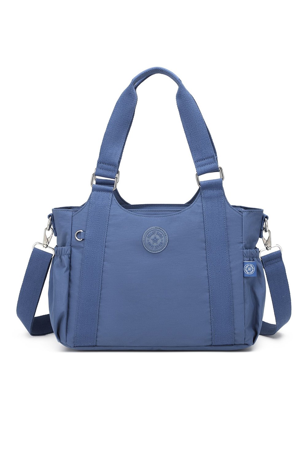 Smart Bags Günlük Orta Boy Su Geçirmez Krınkıl Kumaş Kadın Omuz Çantası Mavi