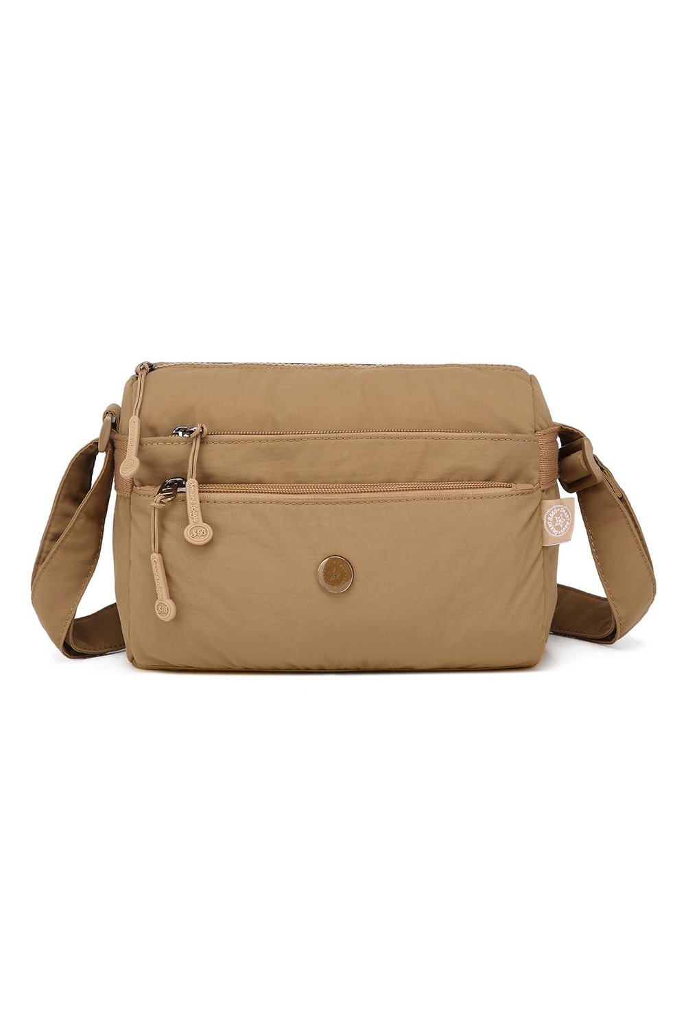 Smart Bags Kahve Kadın Omuz Çantası Hafif Kumaş Çok Cepli Çapraz Uzun Askılı