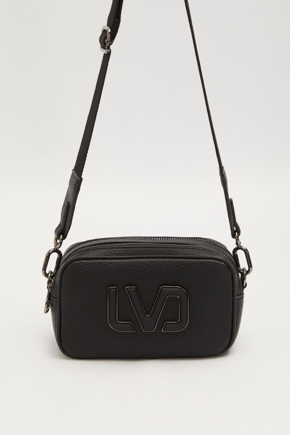 Uzun Askılı Küçük Boy Crossbody Çift Bölmeli Logo Detaylı Kadın Günlük Omuz Çantası Siyah
