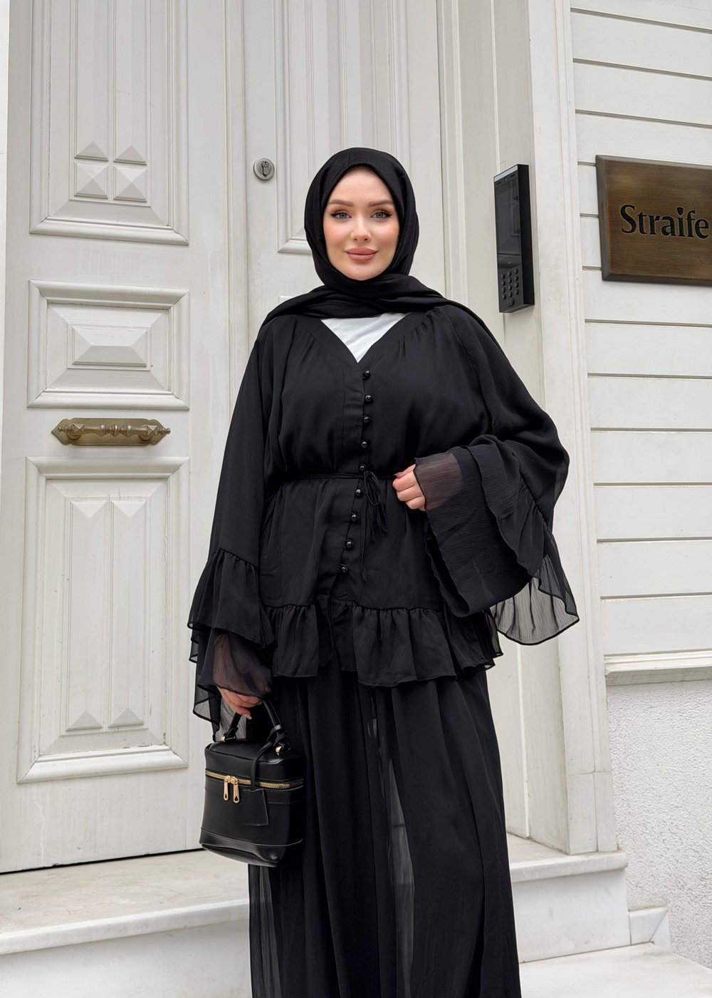 Celine Şifon Takım | Siyah