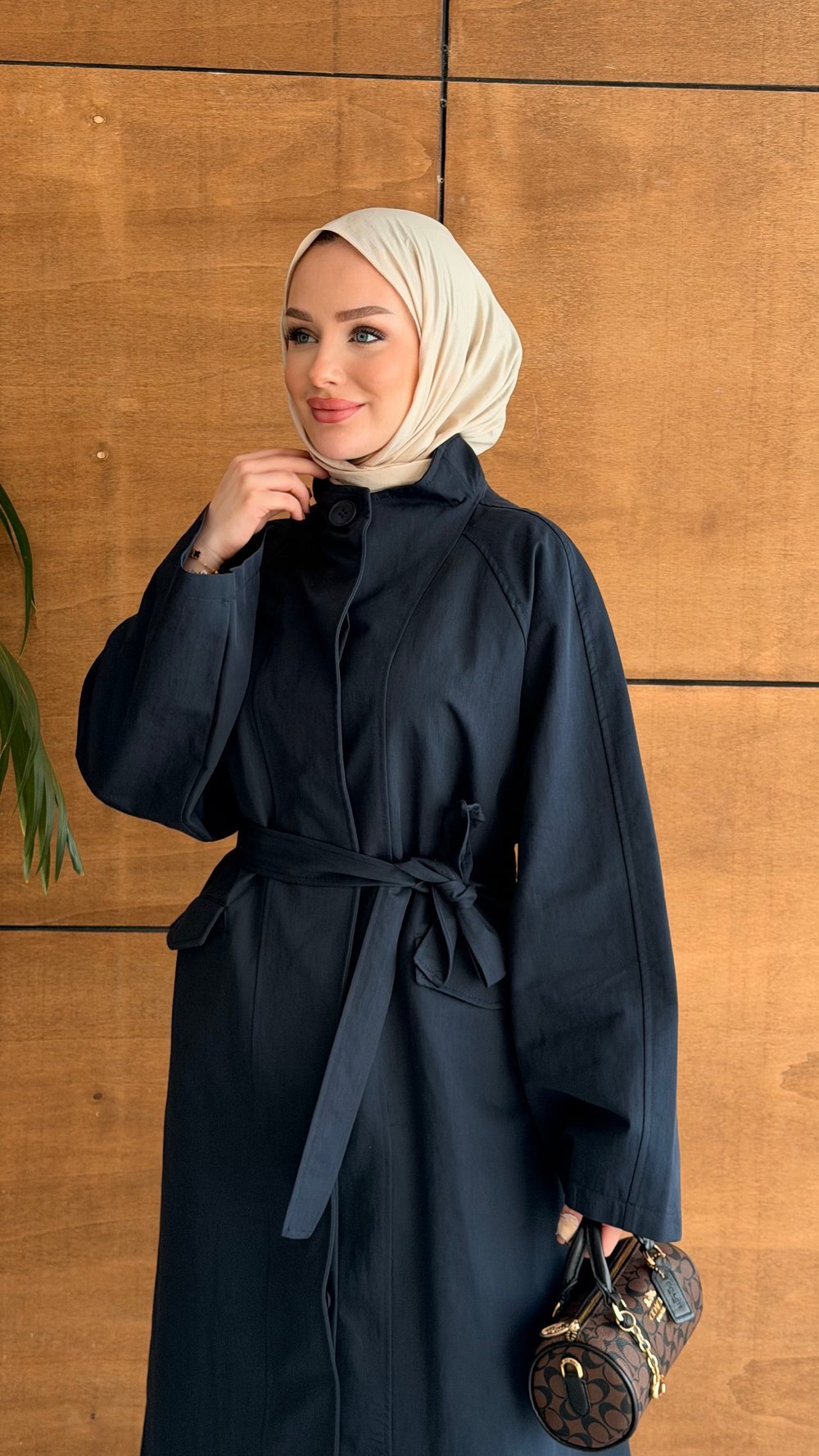 DELORA UZUN TRENCH LACİVERT