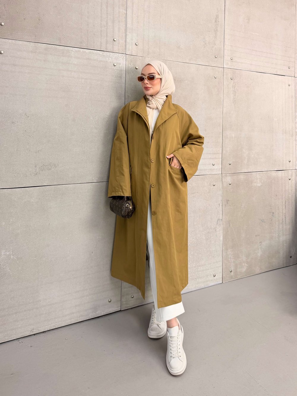 DELORA UZUN TRENCH YAĞ YEŞİLİ