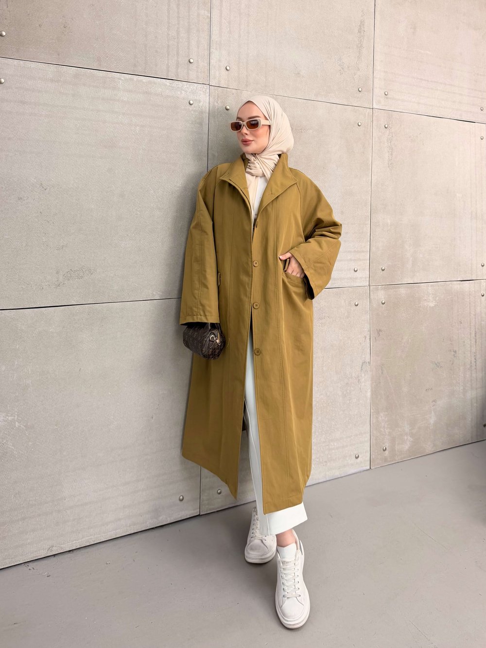 DELORA UZUN TRENCH YAĞ YEŞİLİ