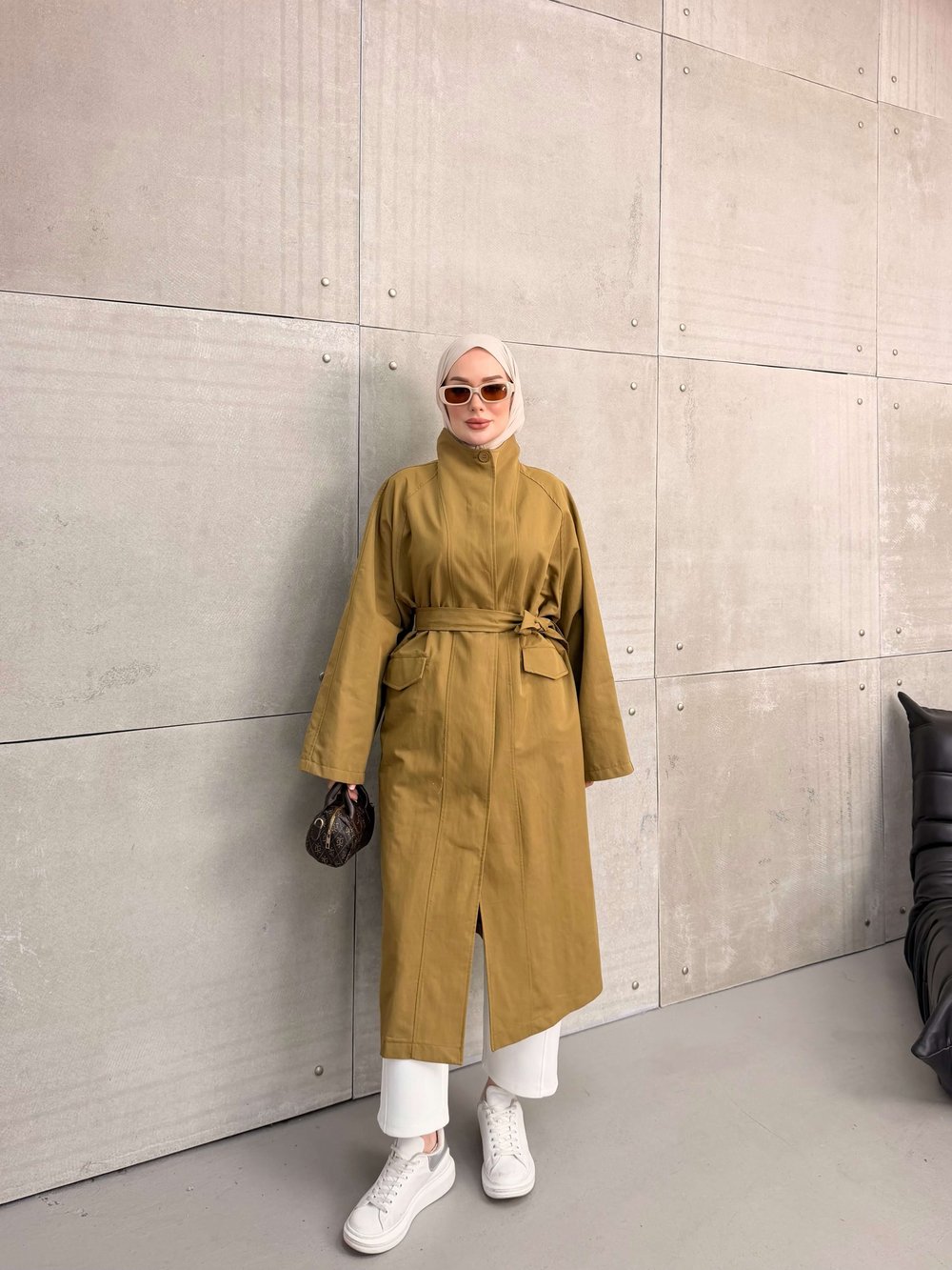 DELORA UZUN TRENCH YAĞ YEŞİLİ