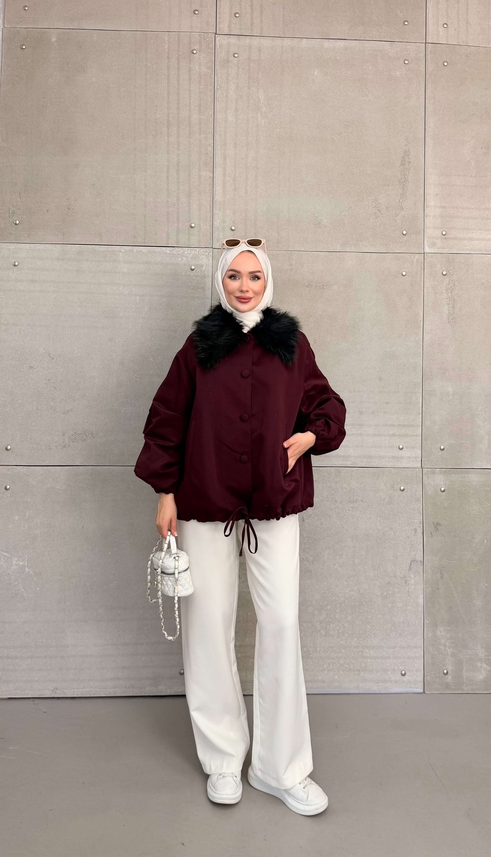 MOS YAKA KÜRKLÜ BOMBER MONT BORDO