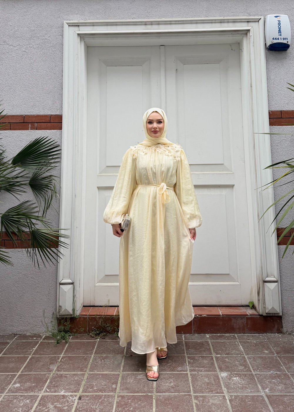 Navy Elbise | Sarı