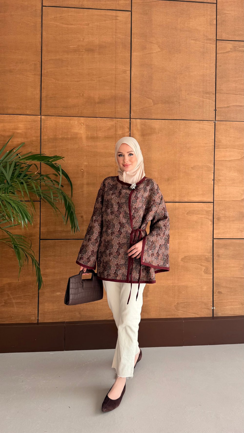 ROOS TASARIM CEKET BROŞ HEDİYELİ KAHVERENGİ