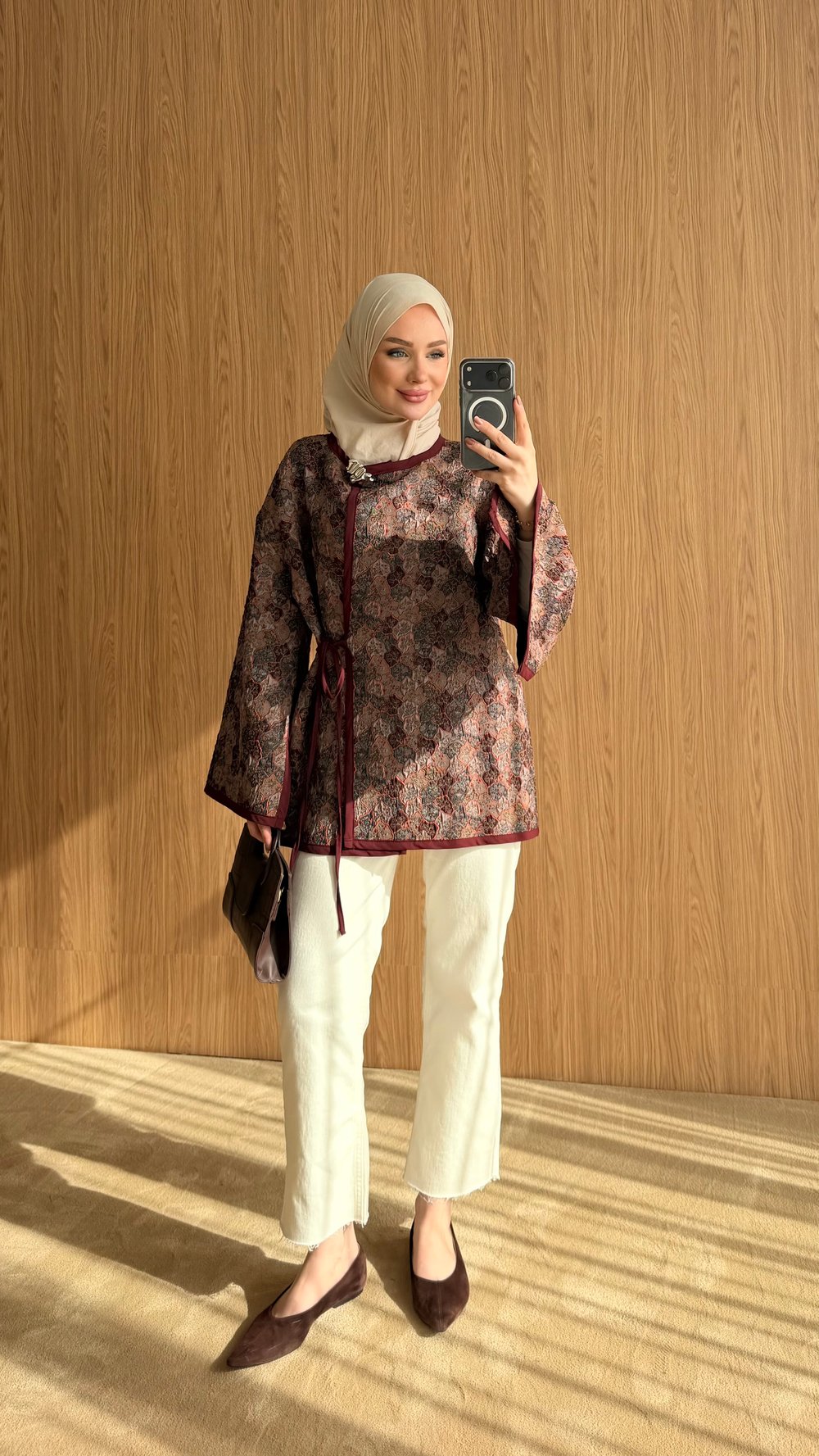 ROOS TASARIM CEKET BROŞ HEDİYELİ KAHVERENGİ