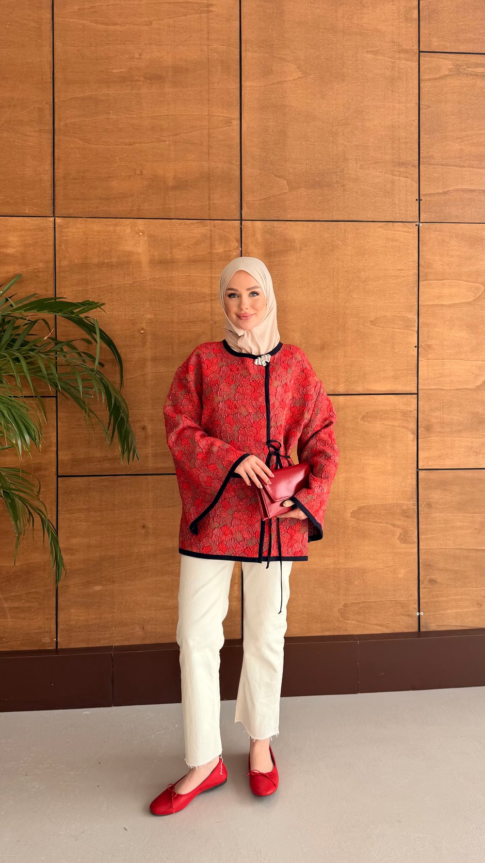 ROOS TASARIM CEKET BROŞ HEDİYELİ KIRMIZI