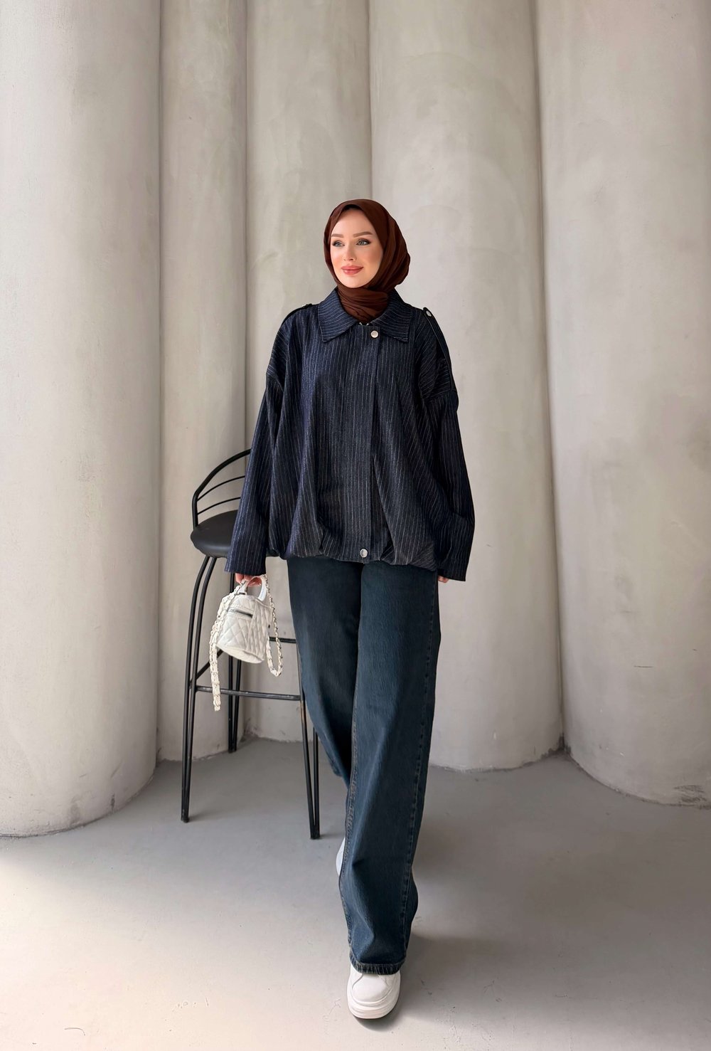 SESA GABARDIN BOMBER CEKET LACİVERT