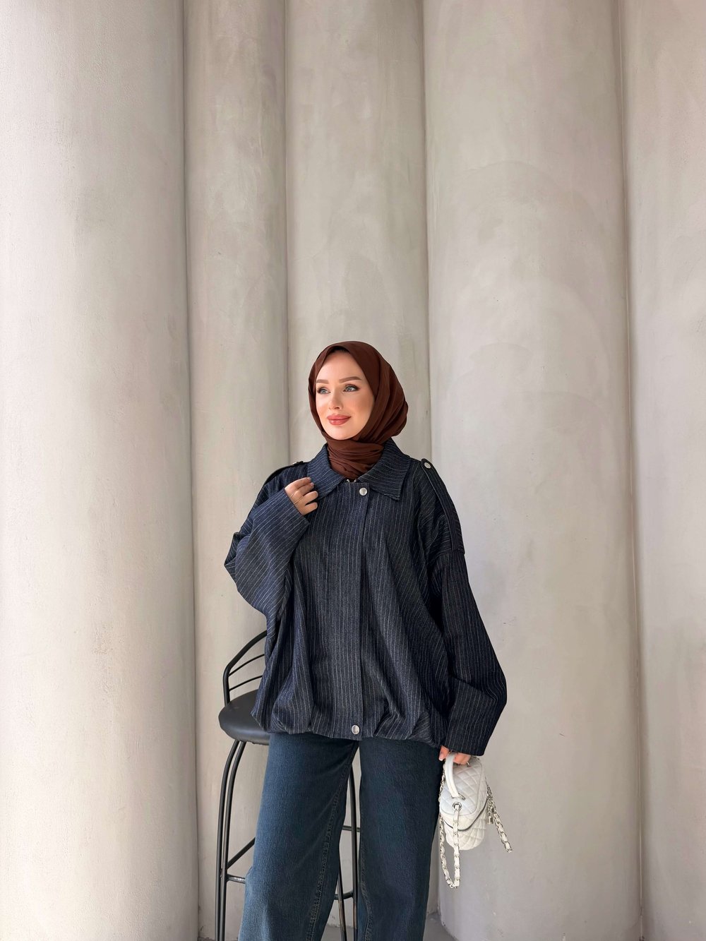 SESA GABARDIN BOMBER CEKET LACİVERT