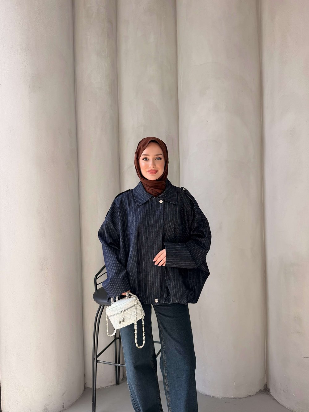 SESA GABARDIN BOMBER CEKET LACİVERT