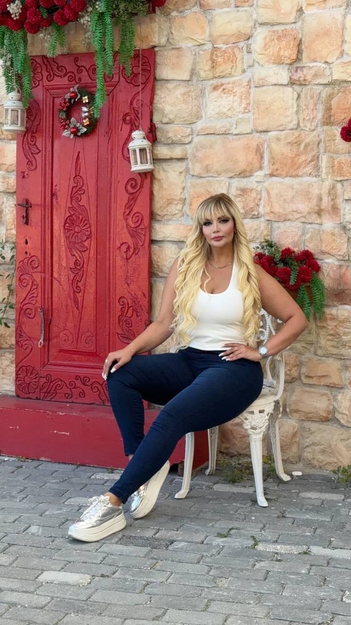 İKM BUTİK Büyük Beden  Dar Paça Lacivert Tayt Pantolon