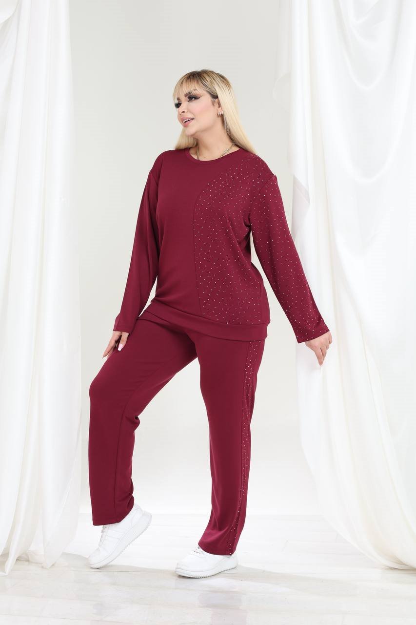 İKM BUTİK Oysho Kumaş Bordo Taş Detay Takım