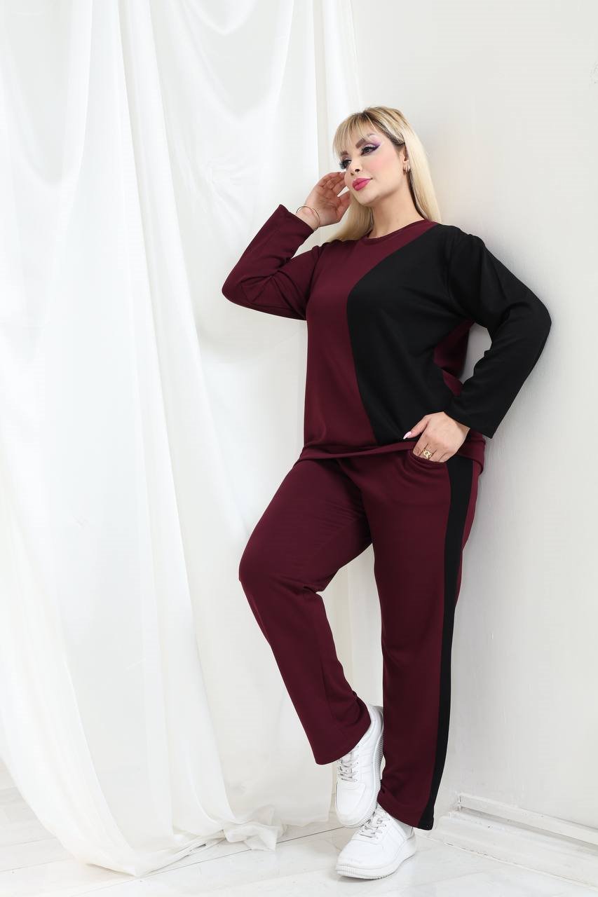 İKM BUTİK Oysho Kumaş Bordo Yanı Siyah Detaylı Takım
