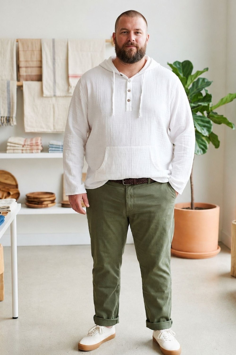 Kapüşonlu Pamuklu Unisex Muslin Gömlek