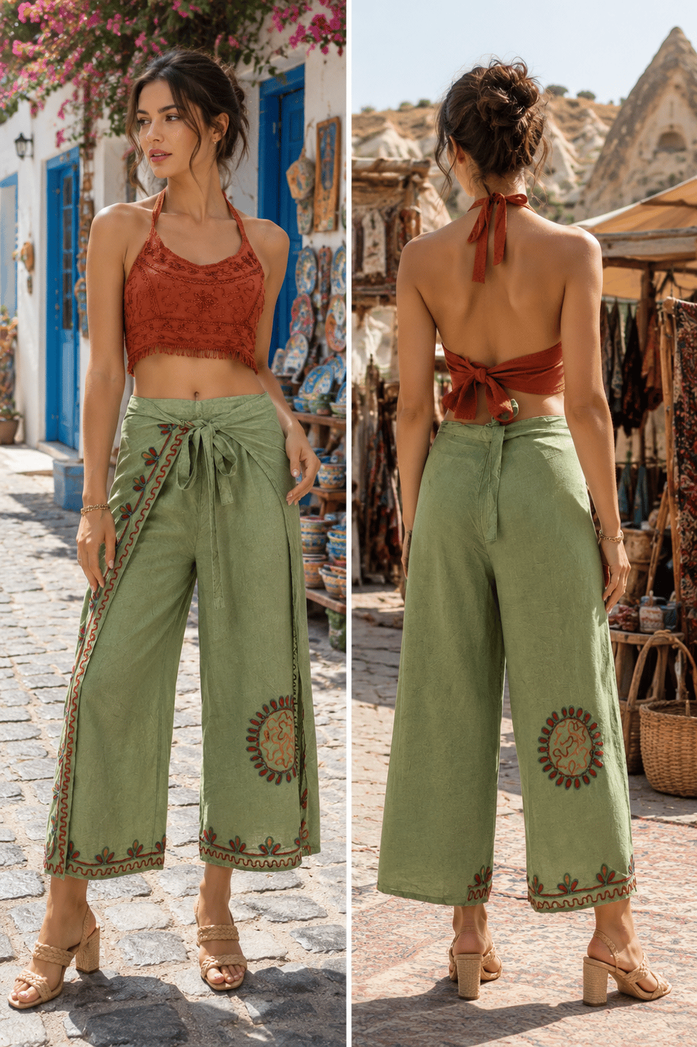 Otantik Nakışlı Zarf Pantolon