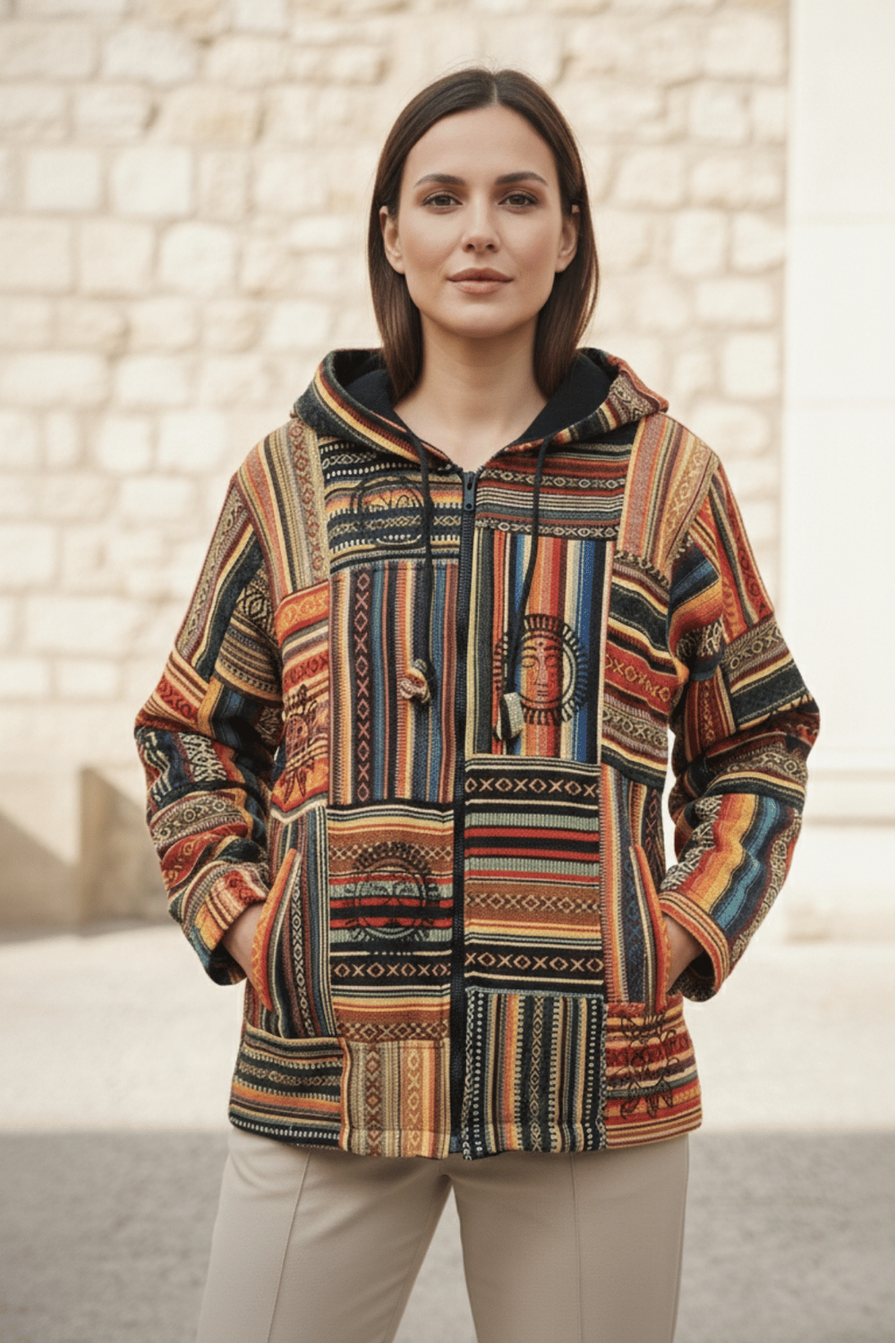 Patchwork İçi Polarlı Mont 