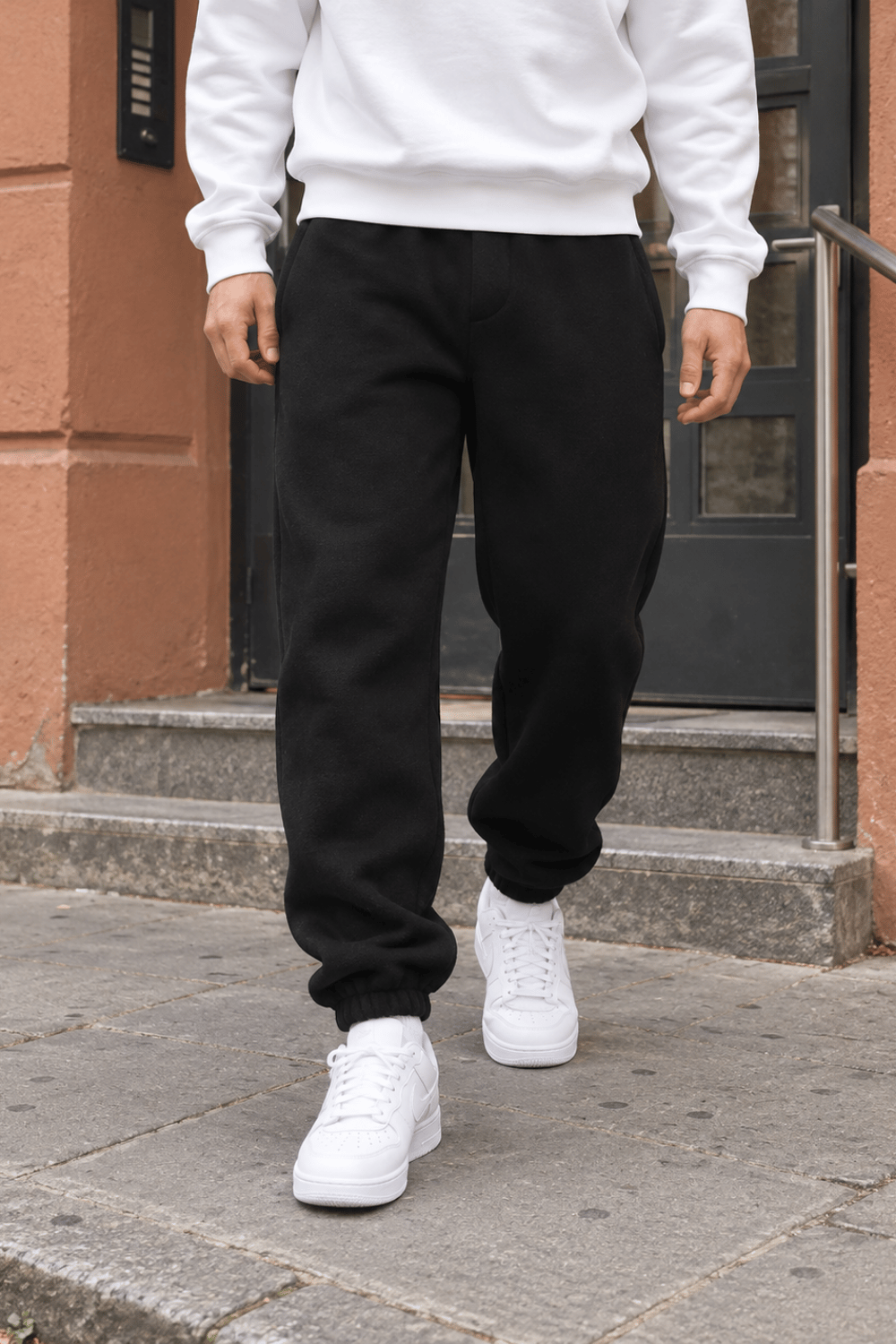 BASİC BAGGY KALIP PAÇA LASTİKLİ ŞARDONLU EŞOFMAN ALTI SİYAH