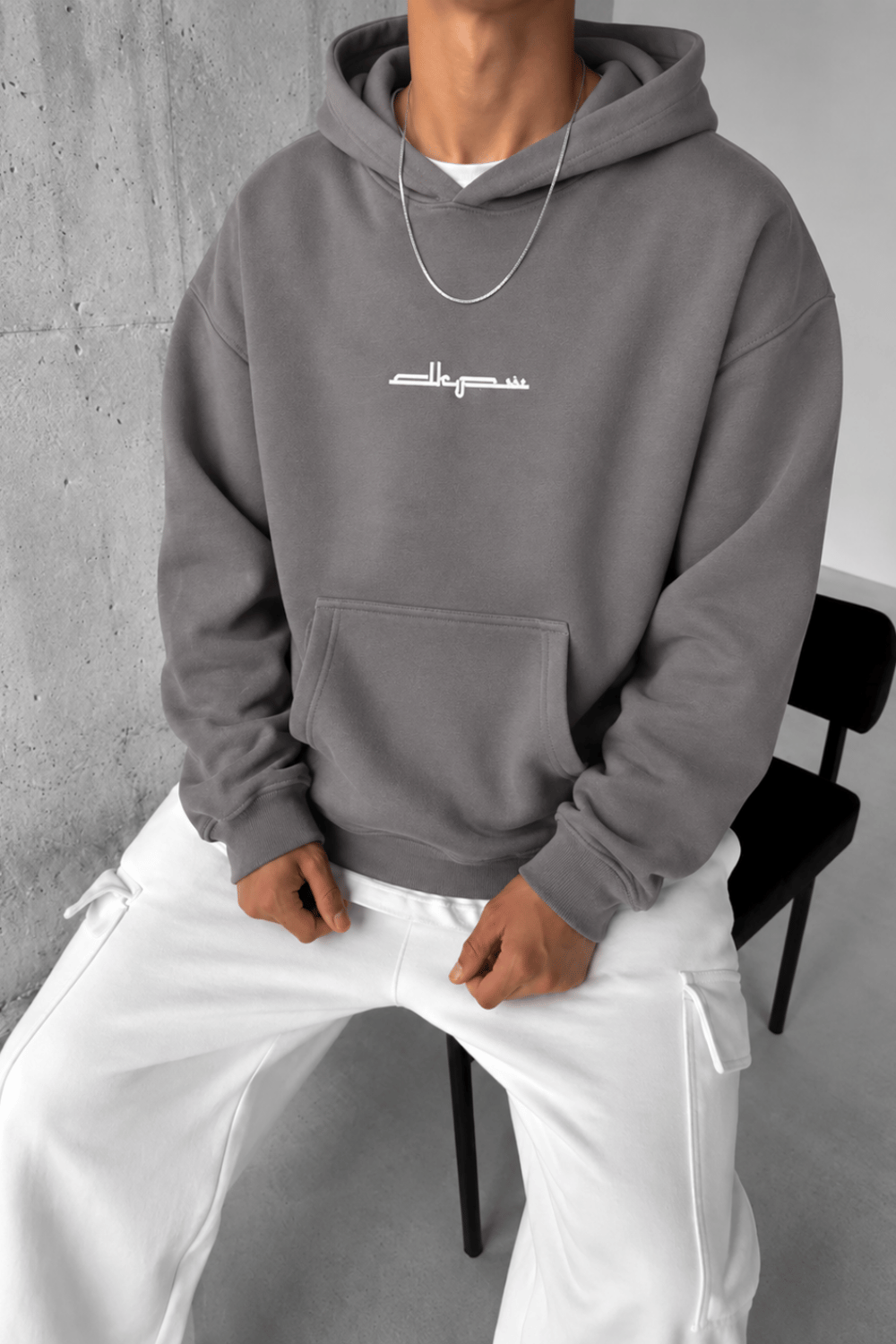 BOXY FİT OVERSİZE KAPŞONLU SWEATSHİRT FÜME